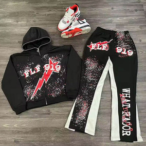 Ensemble de survêtement unisexe d'hiver à séchage rapide, sweat à capuche et pantalon de jogging, vêtements de sport brodés personnalisés 100% coton - Product Image 3