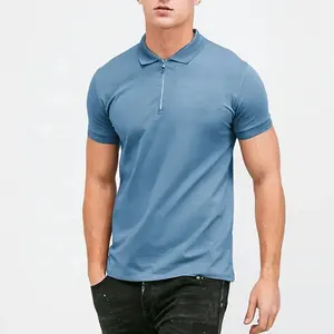 Polo de hombre con cremallera y diseño de rayas de alta calidad, diseño de logotipo personalizado, Polo de Golf transpirable en tamaño XL con decoración de botones - Product Image 2