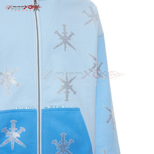 Survêtement d'hiver pour femme scintillant avec strass, à capuche, avec cordon de serrage et taille élastique, pour usage quotidien, tendance - Product Image 4