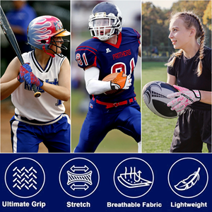 HANDLANDY Diseño clásico Guantes de rugby para jóvenes Seda de araña Gran agarre Guantes de fútbol americano - Product Image 5