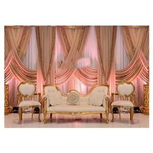 Juego de sofá de oro blanco de estilo de boda de lujo, juego de sofá de escenario de matrimonio de nuevo diseño, conjunto de sofá de escenario de boda de estilo de lujo - Product Image 1