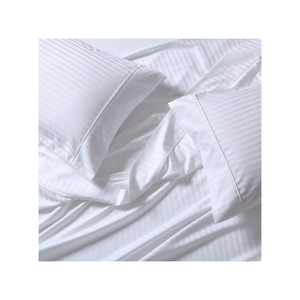 Ensemble de quatre pièces de luxe en coton blanc à large bande 60S Satin Jet pour literie d'hôtel - Product Image 4