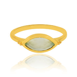 Anillo de piedras preciosas de Calcedonia acuática de Plata de Ley 925 chapado en oro de alta calidad para regalo de aniversario de boda joyería - Product Image 3