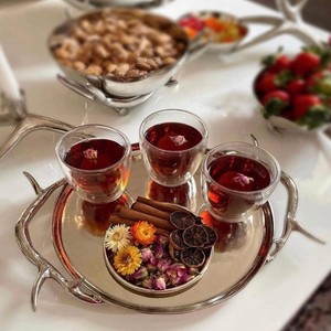 Plateau de service créatif de forme ovale le plus vendu poignée de conception de bois de cerf doré pour la maison cuisine Restaurant usage domestique qualité d'exportation - Product Image 6