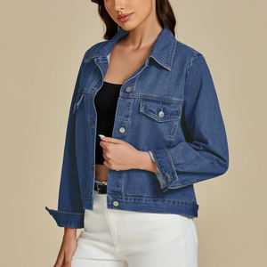 Vestes en jean pour femmes à la mode de rue au prix de gros Vestes en jean pour femmes à col rabattu à vendre en ligne - Product Image 3