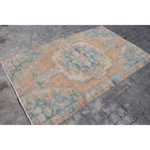 Alfombra Turca, Alfombra Vintage de 4.4x6.8 pies, Alfombra de Lana Azul - Product Image 3