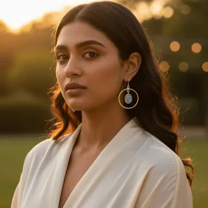 18K Gold Plated 925 <b>Silver</b> Moonstone <b>Hoop</b> <b>Earrings</b> Drop Dangle <b>Earrings</b> with Zircon for Women for Weddings and Parties - Product Image 3