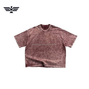 T-shirt Homme 2026 Coupe Droite Lavée avec Col Tricoté, Style Vintage Délavé à l'Acide, Streetwear de Haute Qualité, Impression Écologique - Product Image 1