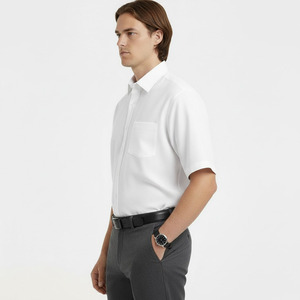 Customized Men's Solid Bamboo <b>Dress</b> <b>Shirt</b> Relaxed Fit <b>Short</b> <b>Sleeve</b> Eco-Friendly Formal - Product Image 2