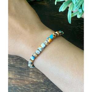Handmade Beaded <b>Bracelet</b> with Southwest Mohave Turquoise & Sterling <b>Silver</b> for Gift Occasions - Product Image 2