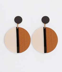 Colorful Jewelry's Hot Gold Foil Black White Resin <b>Heart</b> Shape Earrings Square Geometric <b>Wooden</b> Resin Drop Earrings Angel - Product Image 2