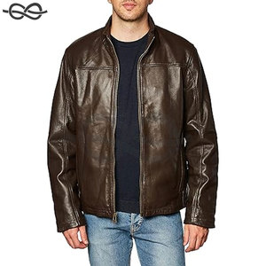 Veste en cuir d'agneau lisse pour homme avec col convertible Veste de motard élégante Fashion Casual Riding Adventures - Product Image 1