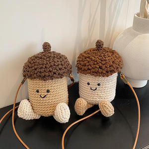 Crochet Children's Breathable Wear-Resistant Cone Shaped Cotton Yarn Knitted Eco-Friendly Fashion Crossbody <b>Bag</b> <b>Coin</b> Purse for - Product Image 1