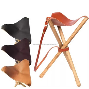 Wholesale Price Tripod Wooden <b>Folding</b> <b>Stool</b> Leather Seat Camping Outdoor Fishing Hunting <b>Stool</b> - Product Image 5