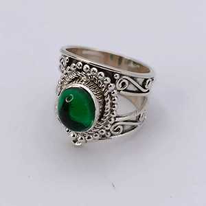 Green <b>Onyx</b> <b>Ring</b>, Sterling Silver Handmade Statement Jewelry - Product Image 3