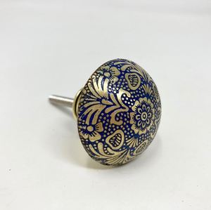 round blue & gold knob <b>pull</b> cabinet for home dresser <b>door</b> cabinet furniture decorative kitchen wardrobe <b>handle</b> knobs - Product Image 1