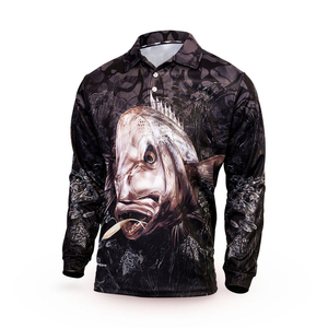 Polo de punto satinado de manga larga de secado rápido UPF50 + al por mayor para pescar camisas de pesca sin cuello personalizadas profesionales - Product Image 4