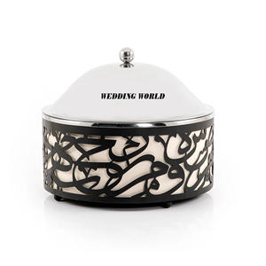 Pot en métal de calligraphie arabe Casserole de designer faite à la main de qualité supérieure en acier inoxydable de forme ronde Nouveau serveur de nourriture en métal - Product Image 1