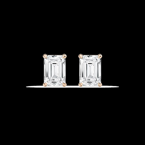 ต่างหูเพชรทรงเหลี่ยมมรกต 2.0 กะรัต คุณภาพสูง สี EF ความสะอาดระดับ VS ได้รับการรับรองจาก IGI ตัวเรือนทองคำแท้ 14k แบบ 4 กรงเล็บ - Product Image 3