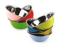 Ensemble de bols en acier inoxydable colorés et empilables, design moderne, écologiques, pour la préparation et le service des aliments à la maison