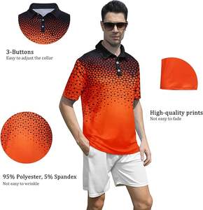 เสื้อโปโลแขนสั้นสำหรับผู้ชายพิมพ์ลายคอลลาเรดกันยับกันความชื้นสำหรับเล่นกอล์ฟ - Product Image 6