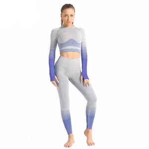 Conjunto de yoga ajustado de algodón para mujer al por mayor, traje de gimnasio cómodo de cintura alta, ropa deportiva transpirable de secado rápido - Product Image 1