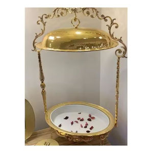 Juego de platos para frotar, metal clásico de acero inoxidable con tapa superior, plato para frotar para bodas y cualquier ocasión especial, servidor de alimentos - Product Image 3