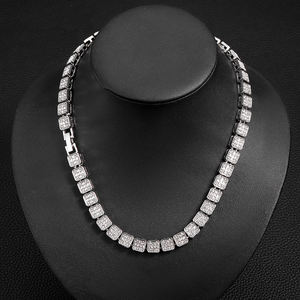 Collar de cadena de tenis de Plata de Ley 925 estilo Hip Hop helado con moissanita diamante princesa plata brillante Bling plateado - Product Image 4