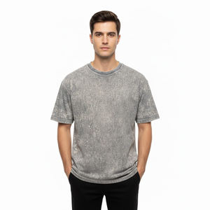 เสื้อยืดแนวสตรีทของผู้ชายเสื้อยืดสำหรับผู้ชายผ้าซักกรดซักเสื้อผ้าไซส์สั้นสวมใส่สบาย - Product Image 1