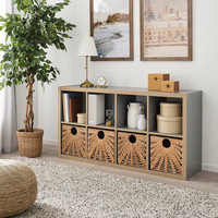 Panier de rangement en jacinthe d'eau naturelle tissée à la main 100% avec poignées pour la décoration de la maison et les vêtements de rangement