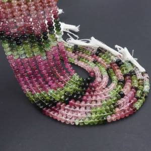 Perles Rondelle Lisse Multi Tourmaline, perles de Tourmaline Multi, perles Rondelle Multi Tourmaline 6-8mm Tourmaline Pastèque - Product Image 1