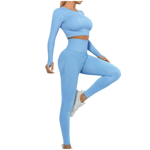 Tenue de yoga pour femmes Nouveau style de vêtements de fitness et de course à pied Vêtements d'entraînement de gymnastique sans couture Soutien-gorge de sport Ensembles de leggings à vendre - Product Image 4