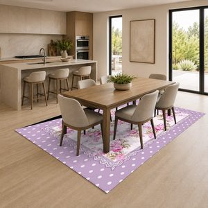 พรมเชนิลล์ลายพิมพ์ดิจิทัลสไตล์วินเทจสีชมพูพลัม รุ่น LXDP-0327 จาก RUGS DEPOT สำหรับขายส่ง ซักเครื่องได้ ไม่ลื่น - Product Image 4