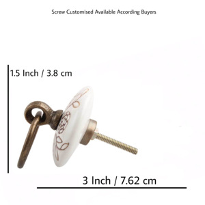 มือจับลิ้นชักลูกบิดเซรามิกรูปดอกไม้แนวชนบท,ห่วงแขวนทองเหลืองโบราณแบบดึง CK 558 - Product Image 3