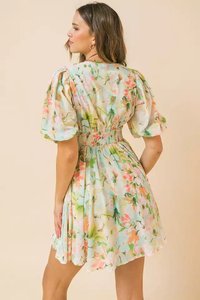 Robe courte à imprimé Floral pour femme, col en V, coupe évasée, décontractée, vêtements de plage, nouvelle collection - Product Image 2