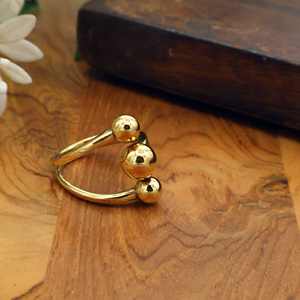 Anillo Abierto de Latón Chapado en Oro para Mujer, Anillo Ajustable con Diseño de Bola | Joyería de Moda al por Mayor - Product Image 4