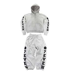 Custom Streetwear Acid Wash <b>Hoodie</b> & Sweatpants Set Oversized <b>Cropped</b> Boxy Fit <b>Zip</b> <b>up</b> Embroidered Patches 100% Cotton <b>Hoodie</b> Set - Product Image 2