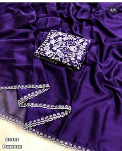 Rangoli crape น้ำหนักเบาพร้อมด้วยสารี rangoli บริสุทธิ์นุ่มสวยงามพร้อมเลื่อมตัดขอบงาน Saree แฟนซีพรีเมี่ยม - Product Image 6