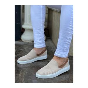 KB-114 Beige Tan Tricots Semelle Haute Lacé Casual Chaussures pour Hommes - Product Image 1