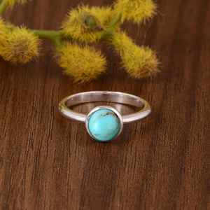 Bague Statement Bohème en Argent Sterling avec Turquoise de Kingman Faite à la Main, Sertie en Bezel, Bijou en Pierre Précieuse Style Sud-Ouest, Cadeau de Mariage pour Elle - Product Image 2