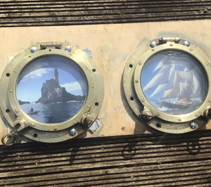 Juego de 2 ojetes náuticos de latón macizo recuperados de barcos, de alta calidad, superventas, ojo de buey náutico de latón antiguo - Product Image 1