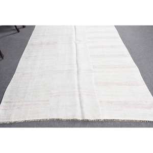 Tapis moderne en laine blanche de 5.2x8.9 pieds à rayures turques et patchwork pour les décorations de salon soutenu en latex - Product Image 3