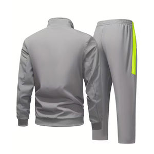 Ensemble de survêtement de football le plus vendu pour adulte, couleur grise, manches longues, survêtement d'entraînement de football de club avec poche latérale à fermeture éclair - Product Image 2