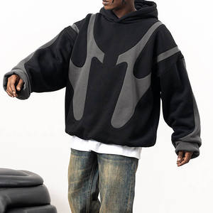 เสื้อมีฮู้ดสำหรับผู้ชายเสื้อฮู้ดขนแกะ350gsm หลากสีปะติดเสื้อแนวสตรีทเสื้อคอปกเสื้อสเวตเตอร์มีฮู้ดโอเวอร์ไซส์แบบกำหนดเอง - Product Image 2