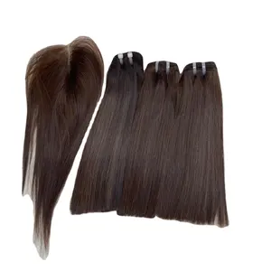Wholesale Price Super Double Drawn Virgin Remy Vietnamese Human Hair Extensions Sew In Hair Weft Dark Brown Weave Bundles