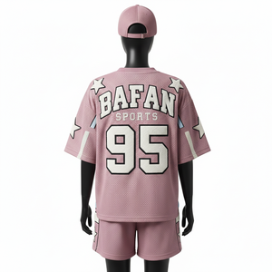 Ensemble court en maille pour femme, respirant, en tissu athlétique polyester, avec empiècements contrastants et logo personnalisé, 100 % coton - Product Image 2