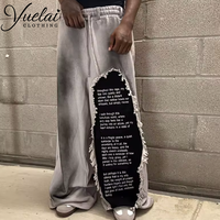 Sweatpants décontractés unisexes en coton 100% avec logo personnalisé, style streetwear, effet vieilli, imprimé à l'écran, coupe ample pour hommes