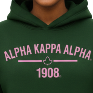 Sudadera con Capucha AKA Ivy 1908, Sudadera de Felpa Premium, Sudadera con Capucha Personalizada para Hermandades Griegas, Verde Bosque y Rosa - Product Image 4