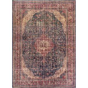 Alfombra de Lana Azul Vintage Hecha a Mano Pae-5052, Felpa para Sala de Estar, Pasillo, Habitación Juvenil, con Medallón Rectangular Abstracto - Product Image 1