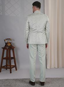 La <b>Scoot</b> Men's 2-Piece Designer Silk Party Suit Comfortable Breathable with Ban Collar Embroidery Regular Fit Long Length - Product Image 2